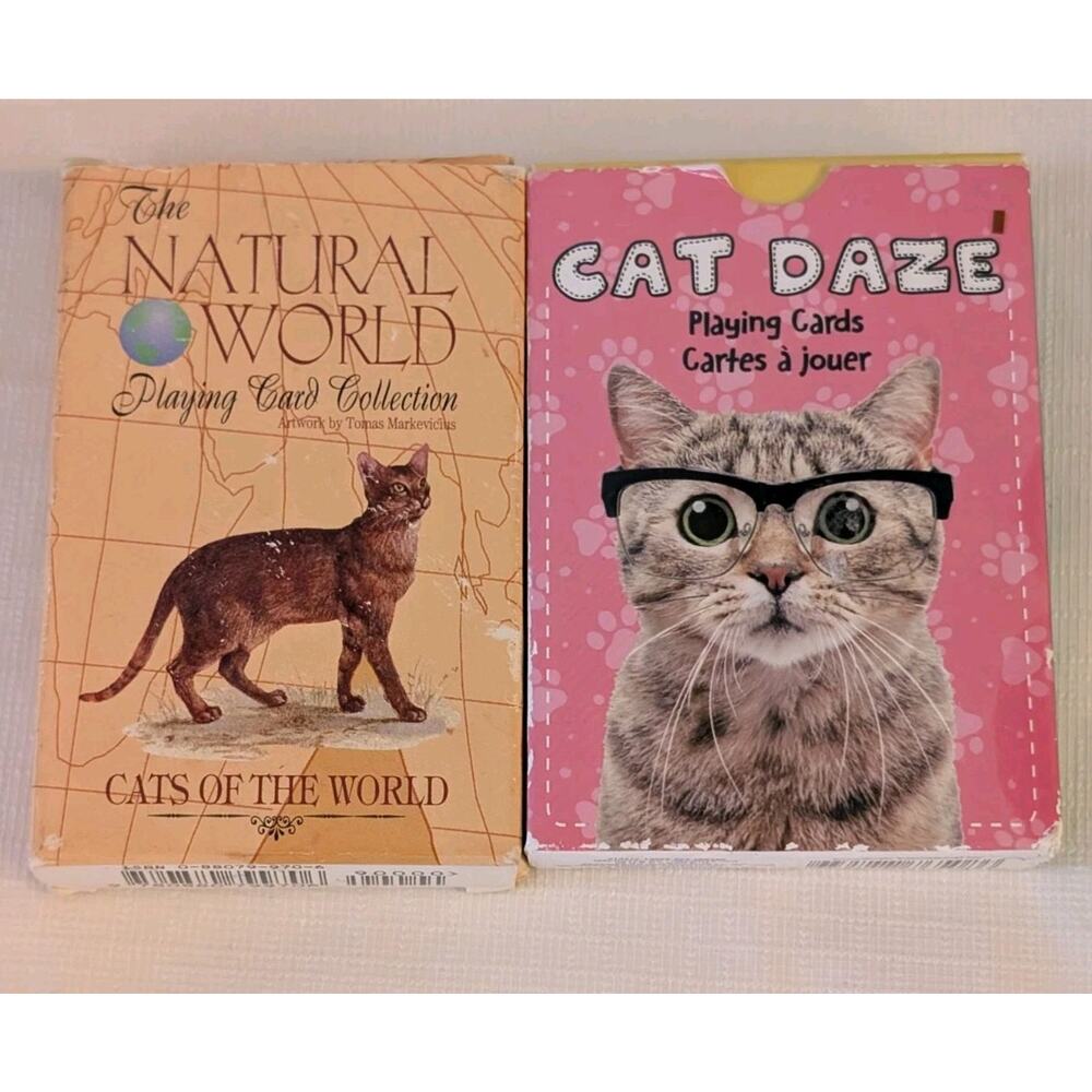The Natural World Cats of the World Playing Cards & Cat Daze Playing Cards Lot